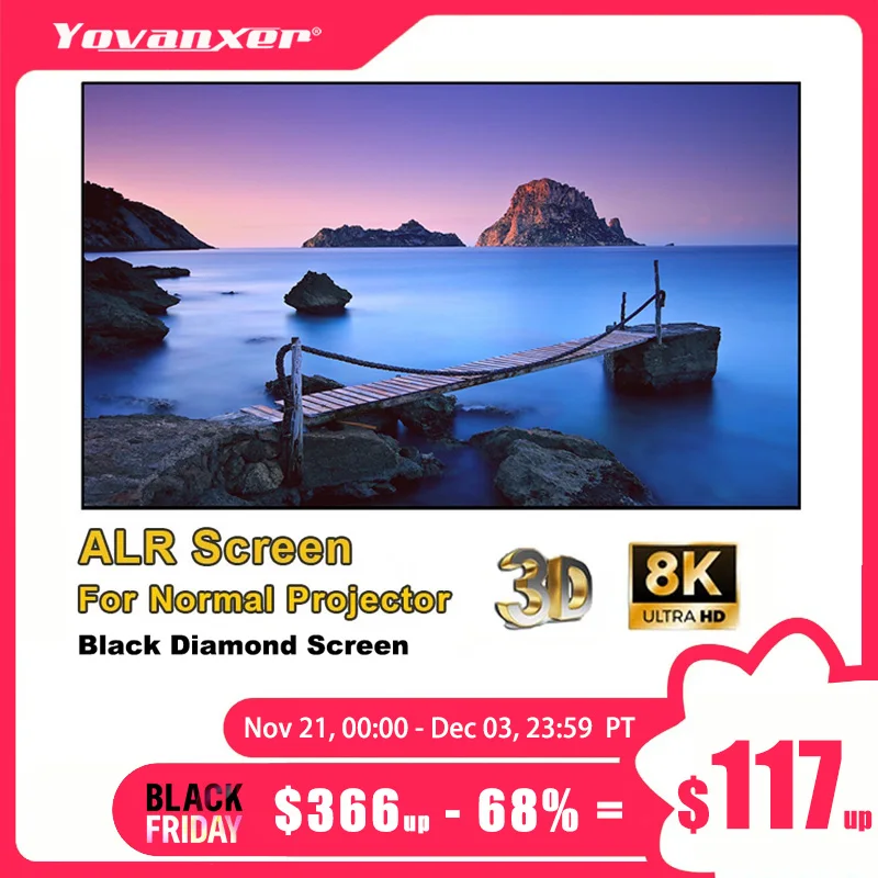 Black Diamond Projector Screen ALR Ambient Light Rejecting Projection Screens Frameless For Long Throw Projection 4K 8K