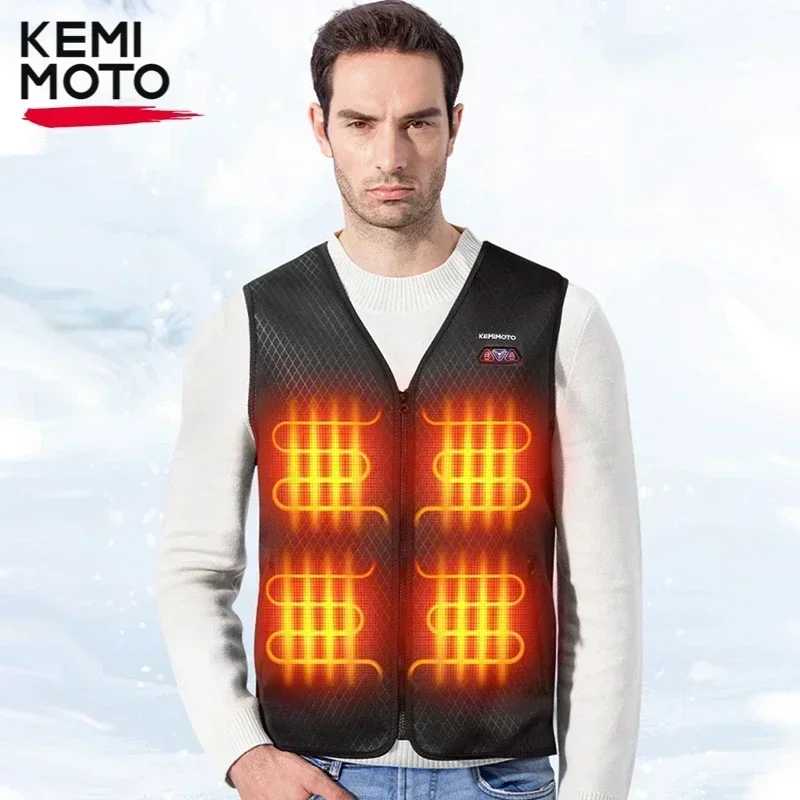 

KEMIMOTO Motorcycle Heated Vest Men's Heating Vest Women Warm 8 Areas USB Electric Thermal for Skiing Fishing Outdoor Riding