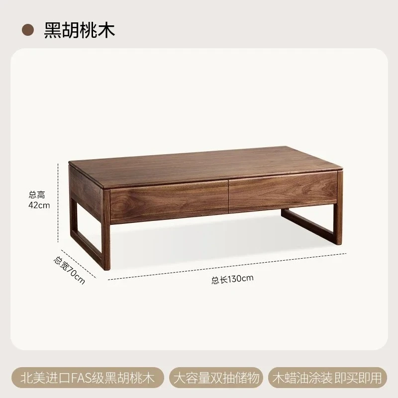 Tavolino in legno Tavolino da salotto moderno semplice tutto in legno massello Tavolino basso portaoggetti con cassetti