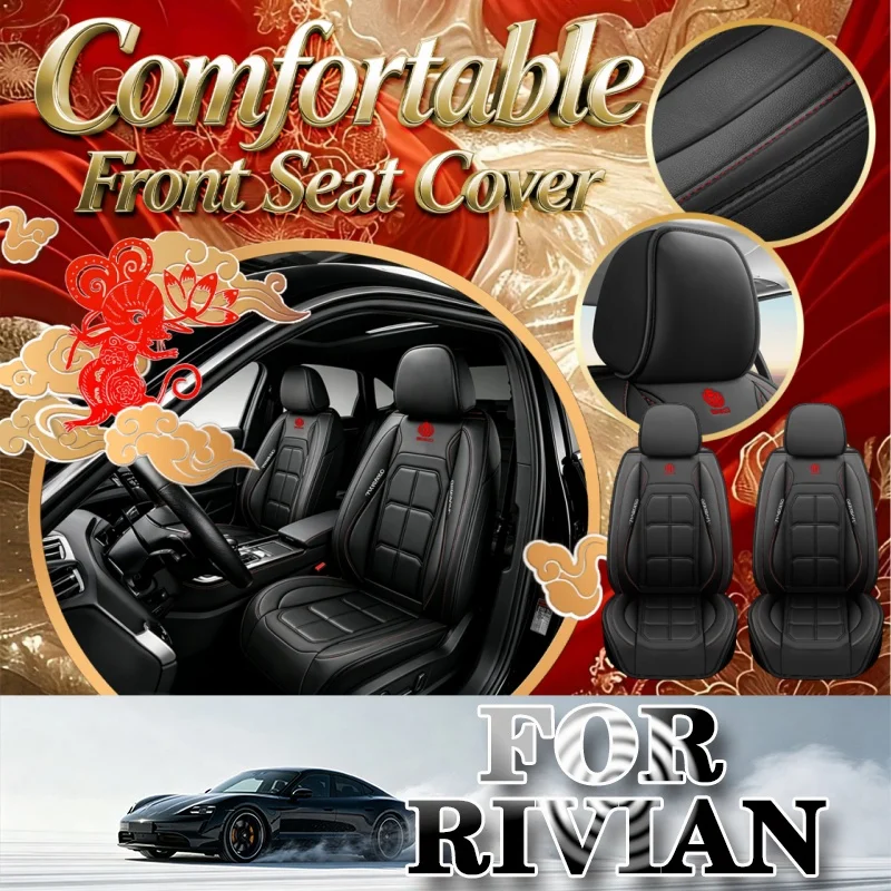 High-End Car Seat Covers For The Two Front Seats For Rivian Durable And Easy To Clean, With A Rear Storage Bag