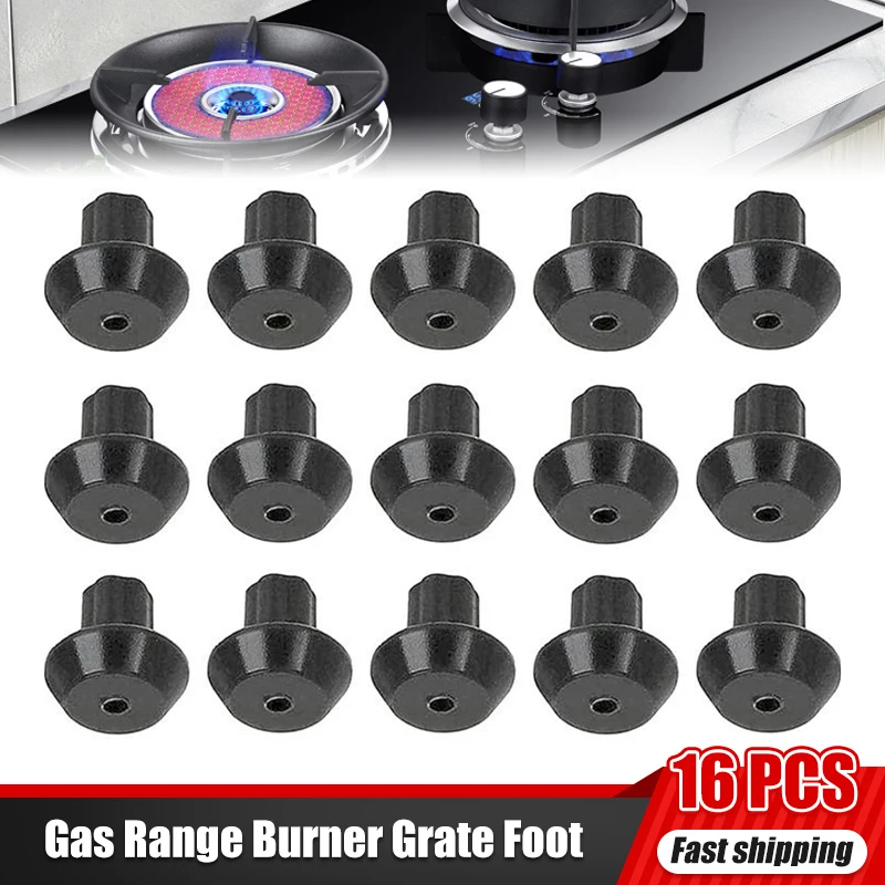 16PCS Gas Range Burner Grate Foot Compatible Burner Foot Rubber Feet for Gas Stove Replacement Parts