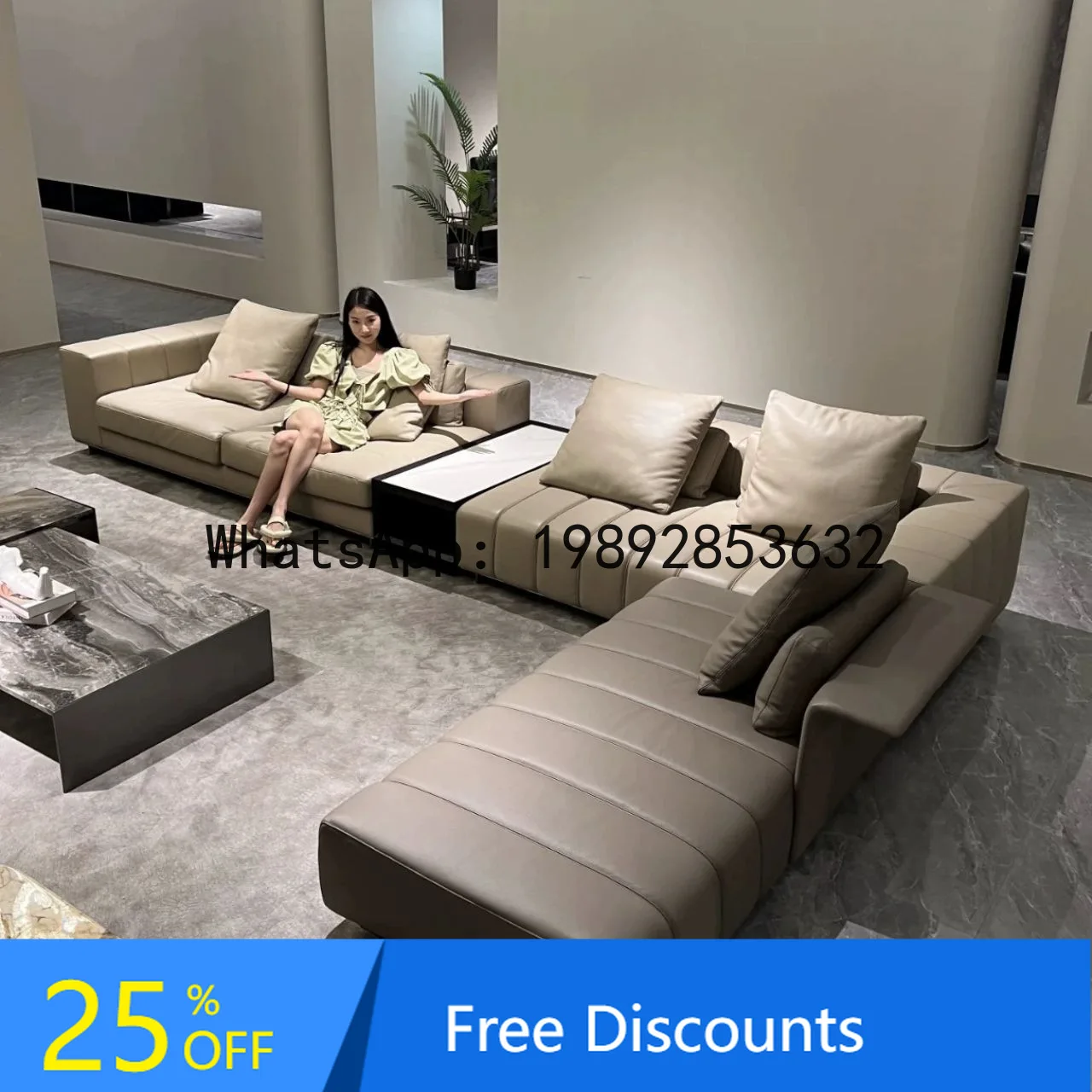 CZ Italian Style Straight Row Corner L-Shaped Large Flat Floor Large and Small Apartment Piano Key Combination Living Room Sofa