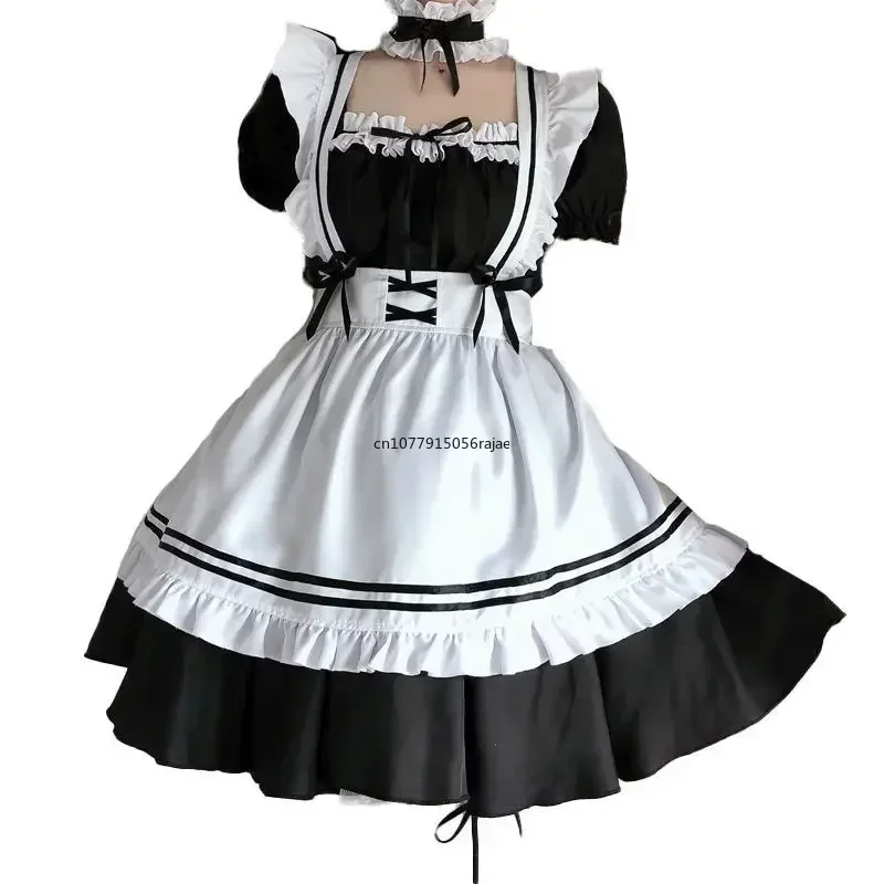 Kostum pelayan wanita hitam lucu Lolita kostum Cosplay pelayan wanita cantik animasi Show pakaian Jepang pakaian gaun CafeMaid4XL