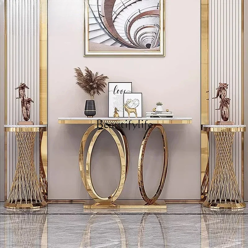 

5ld14 Italian minimalist entrance table, living room, modern light luxury wall decoration entrance table