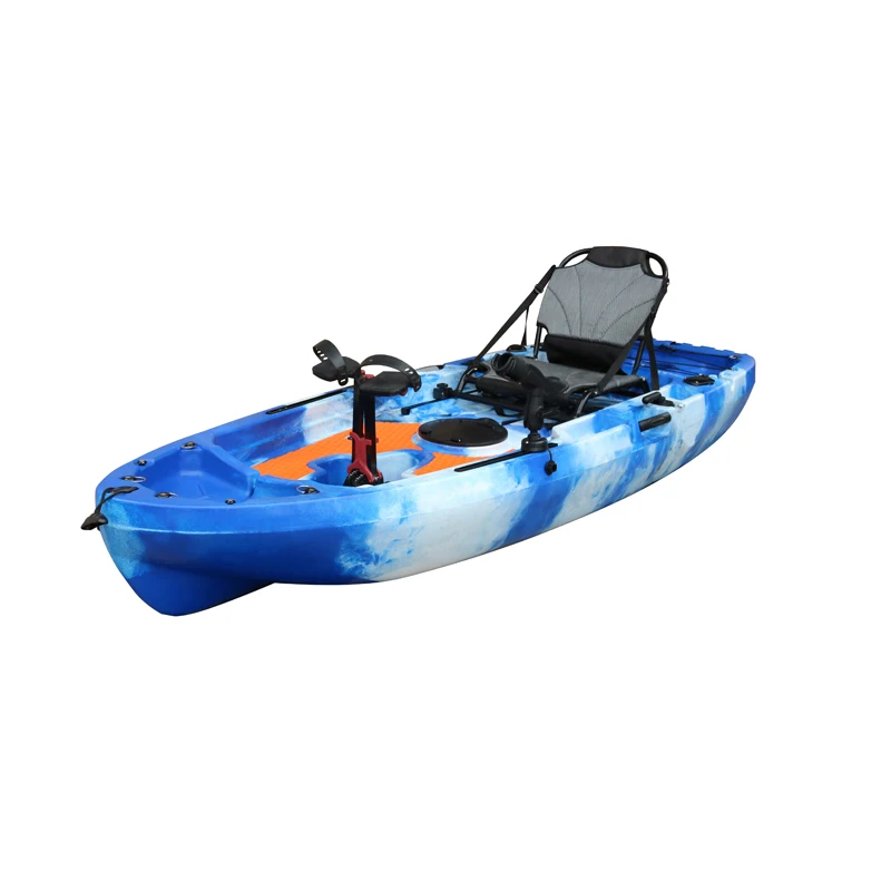 Vicking Kayak a pedale singolo Canoa per barca da pesca all'ingrosso economica con sistema di timone Scafo in HDPE per acque in fiume e offshore