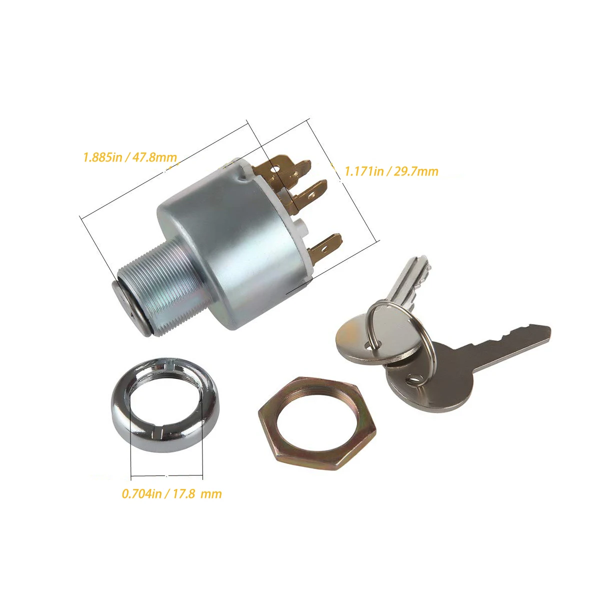 31973K4183 Ignition Key Starter Switch with 3 Position 5 Terminal Wire 2 Keys Suitable for Tractor Trailer  Digger Agricultura