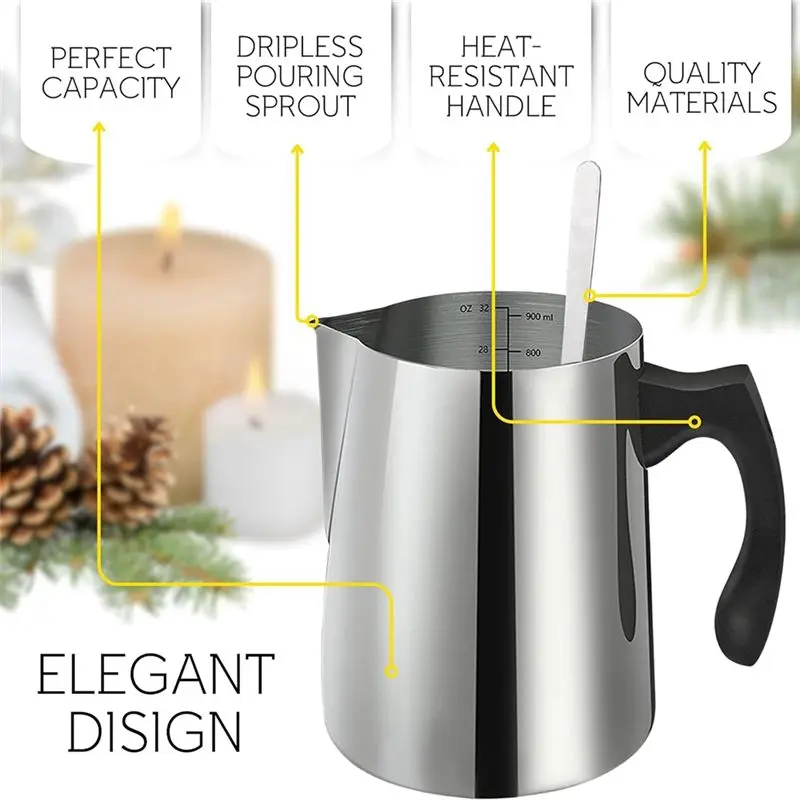 ABNM Candle Making Kit For Beginners- Candle Making Pouring Pot With Long Stain Spoon Electric Hot Plate US Plug