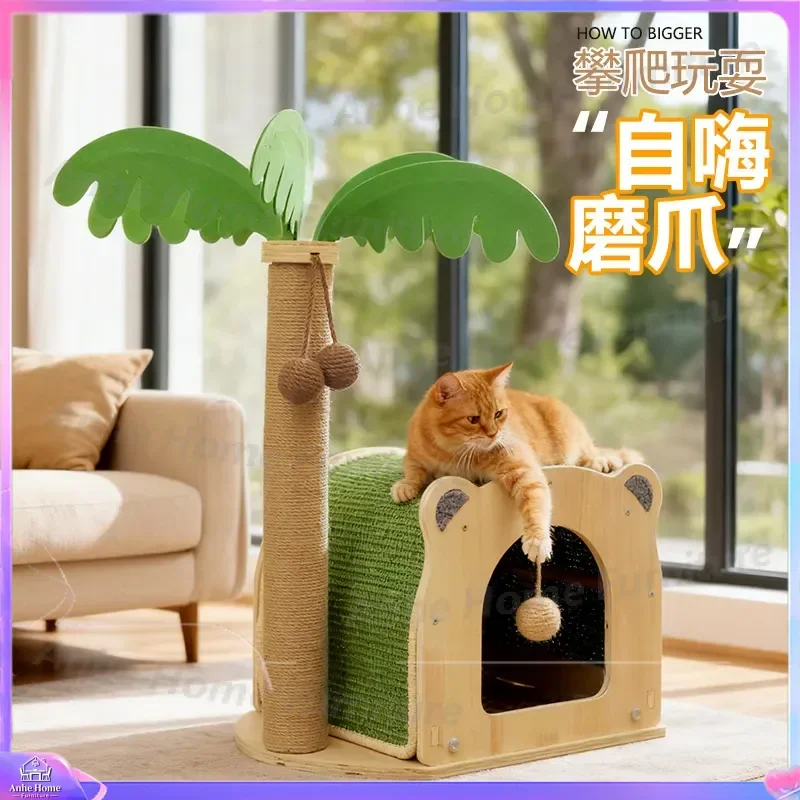 Cat Climbing Frame with Nest House All Seasons Universal Cat Tree Scratch Resistant Jumping Platform Paw Column Scratching