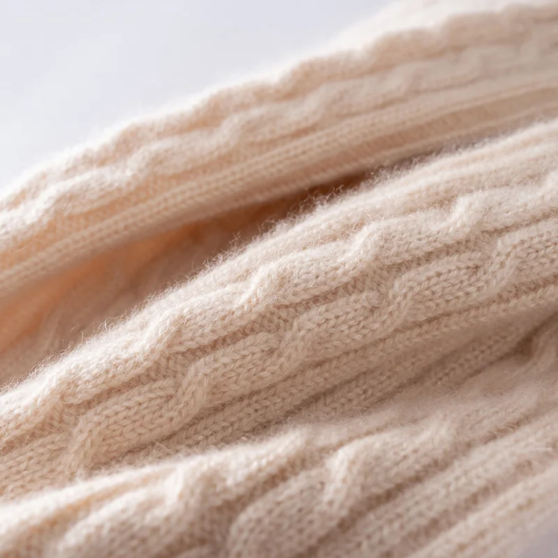 Sarung Lengan Wanita 100% Kasmir untuk Olahraga Luar Ruangan Musim Dingin, Rajutan Hangat, 38cm, Warna Solid, Kualitas Tinggi