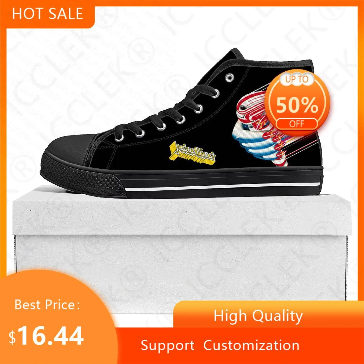 Judas Priest Heavy Metal Rock Band High Top High Quality Sneakers Mens Womens Teenager Canvas Sneaker Couple Shoe Custom Shoe