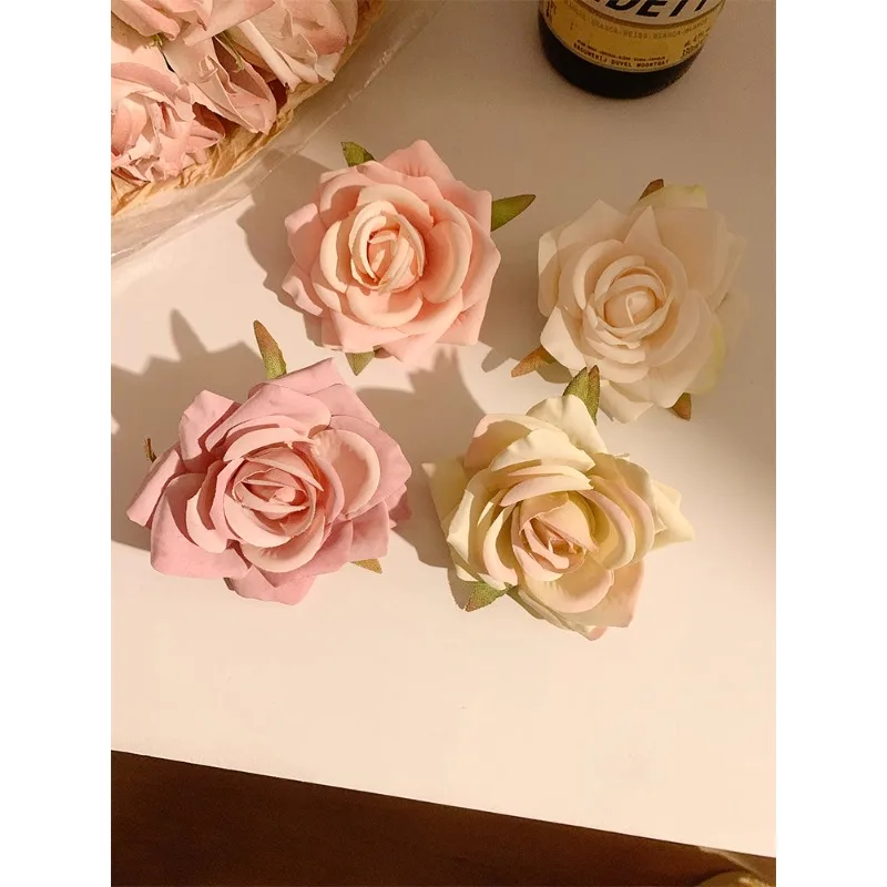 Pink Rose Blossom Hair Clip Women's Side Clip Hair Clip Headwear Hair Accessories Seaside Simulation Flower