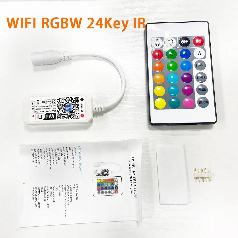 

For Panel Timing Function Android IOS APP Google Magic Home RGB WiFi LED Strip Light Bluetooth IR Controller DC 5V 12V 24V