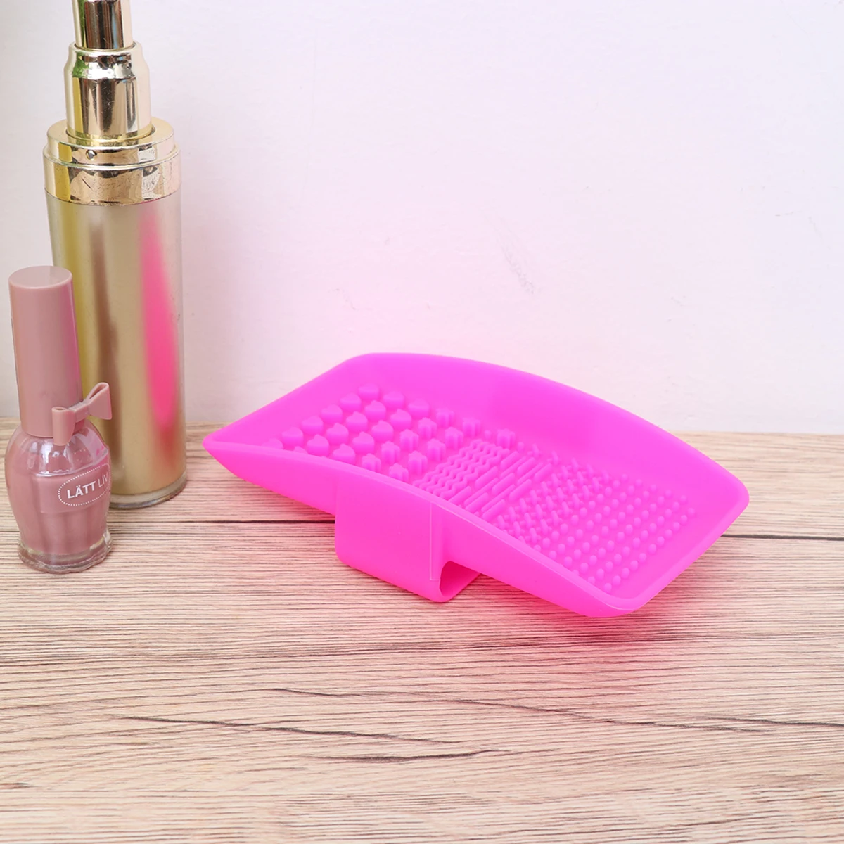 

Silicone Brush Cleaning Mat Water Fillable Handheld Design Large Capacity Multi Brush Washer Durable Corrosion Resistant (Rosy)