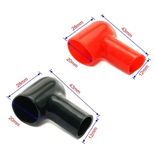 Imagen 2 del producto Cubierta aislante para batería de coche, tapa protectora de terminal de Cable de PVC de 20x12MM de goma redonda, color rojo y negro, 8 Uds.