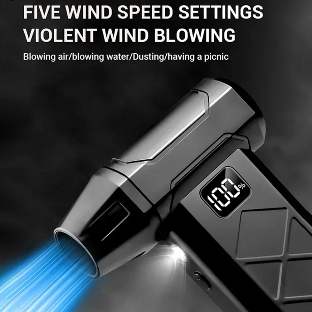 Potente ventilatore violento 1100000 giri/min Turbo Air Blower ad alta velocità senza spazzole Regolazione della velocità a 5 marce Turbo Jet Blower con illuminazione a LED