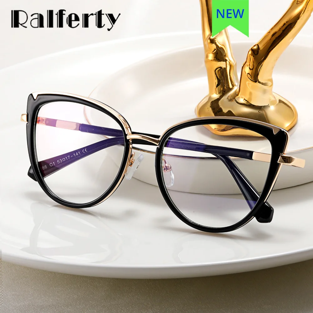 Ralferty Vintage Gradient Eyeglass frames Women 2025 No Graduated Myopia Glasses Ladies Computer Anti Blue Eyepieces Cat Eye