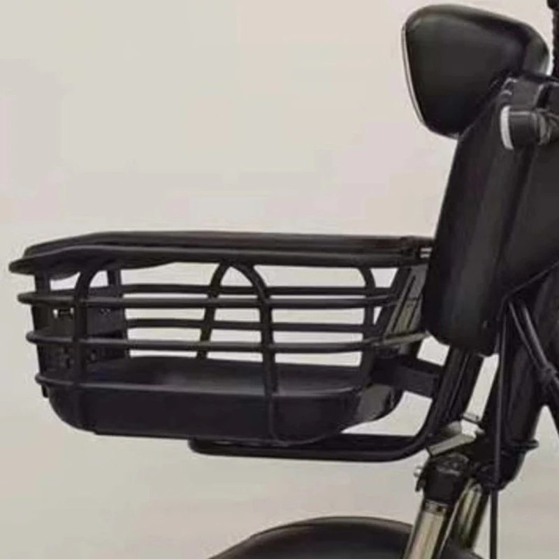 سلة دراجة سوداء مضادة للبثق؛ سعة كبيرة؛ تصميم أمامي قابل للإزالة؛ مناسبة للدراجات الكهربائية