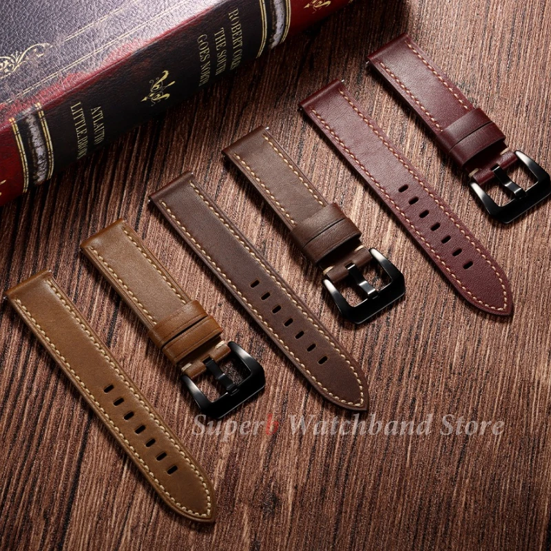 Ремешок для часов из воловьей кожи, быстросъемный ремешок для Panerai 18/20/22/24/26 мм, винтажный браслет для мужчин, универсальные аксессуары для часов