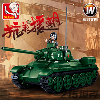 Sluban 497PCS Military Soviet T-34/85 Medium Tank Block Sets Moc Model War MBT Building Bricks Educational Toys For Children