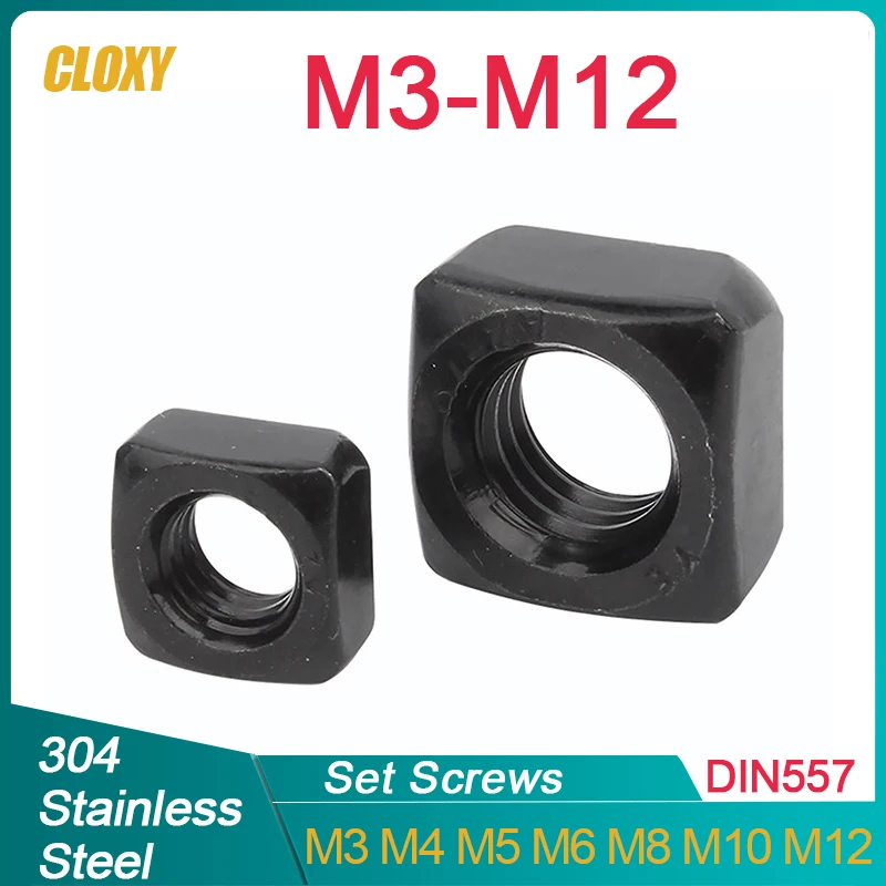 M3 M4 M5 M6 M8 M10 M12 Black Galvanized  A2-70 Square Nuts DIN557 Zinc Plated 304 Stainless Steel