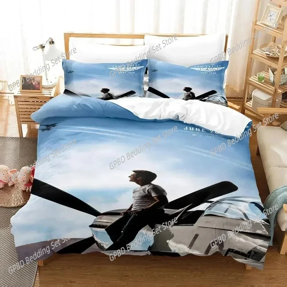 

3D Print Top Gun Maverick Comfortable Duvet Quilt Cover Pillowcase Bedding Set Children Bedroom Decoration Home Textile