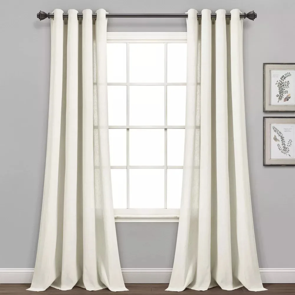 

Window Curtains,Set of 2 (84"x52") Faux Linen Grommet Window Curtain Panels,Curtains