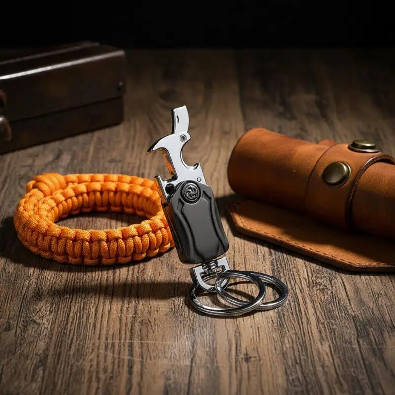1Pcs 360 Rotatable Keychain Fidget Rotator with Bottle Opener Lightweight Durable Tool for Hiking Picnic