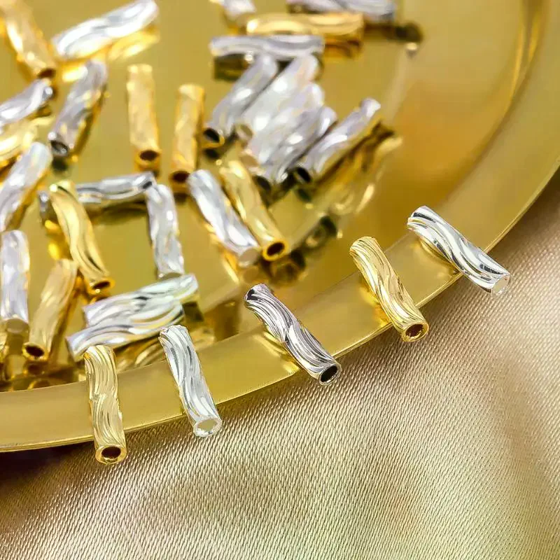 50Pcs Spacer Bead DIY Findings 2x8mm Tube Beads For Jewelry Making Gold Plated Beads Separators For Bracelets Accessories