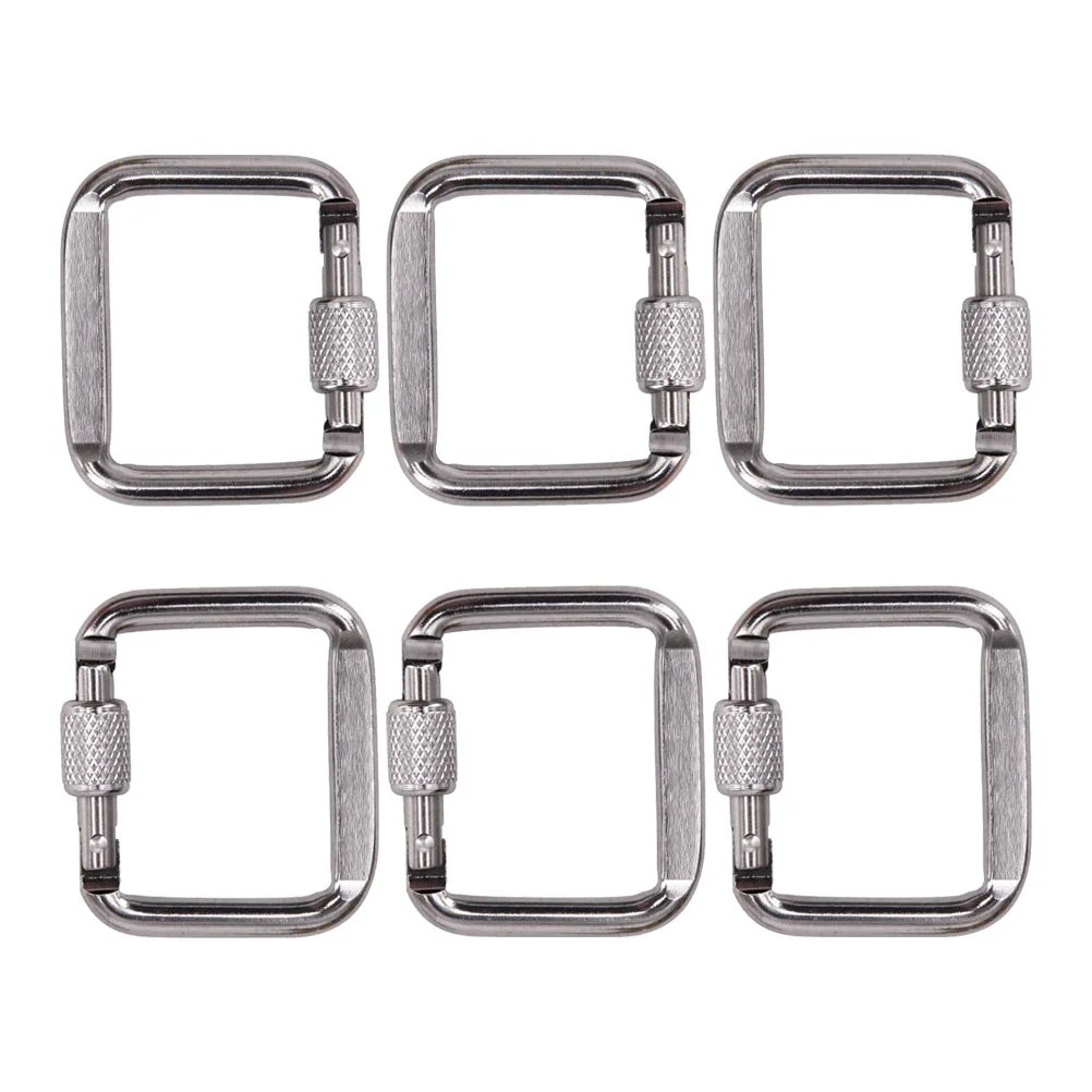 

6 Pcs Camping Button Carabiner Buckle Climing Heavy Duty Hook Mountain Climbing Square Carabiners Outdoor Rectangle