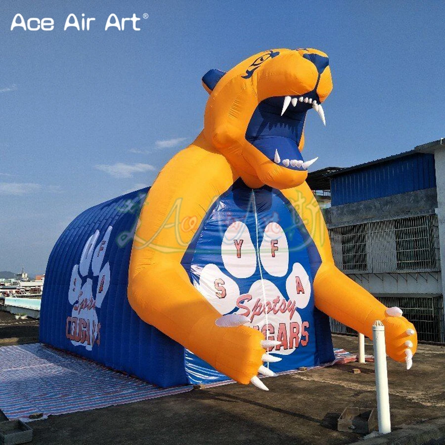 Túnel inflável do leão com portas do zíper, Entrada do mascote gigante, Barraca para o jogo e o evento do esporte