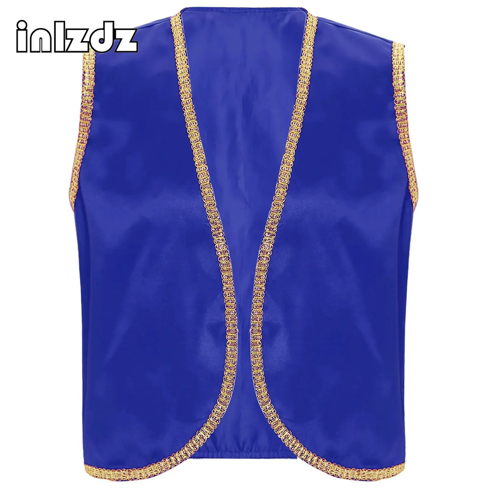 

Mens Arabian Prince Vest Tops Sleeveless V Neck Vest Cardigan Waistcoat for Halloween Dress Up