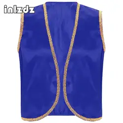 Mens Arabian Prince Vest Tops Sleeveless V Neck Vest Cardigan Waistcoat for Halloween Dress Up