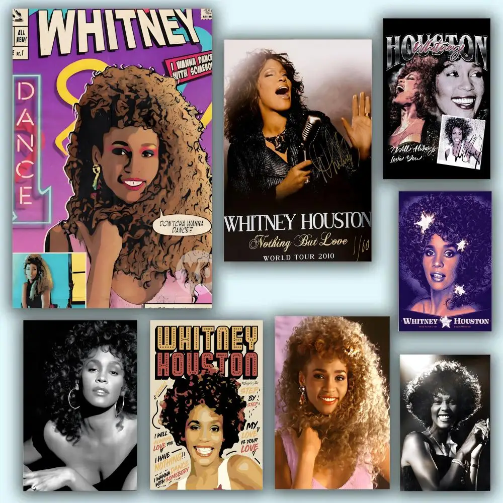 المغني W-Whitney H-هيوستن المشارك دائم اللوحة قماش الجدار الشنق المنزل DIY بها بنفسك الديكور الفن جدارية الجمالية مقاوم للماء