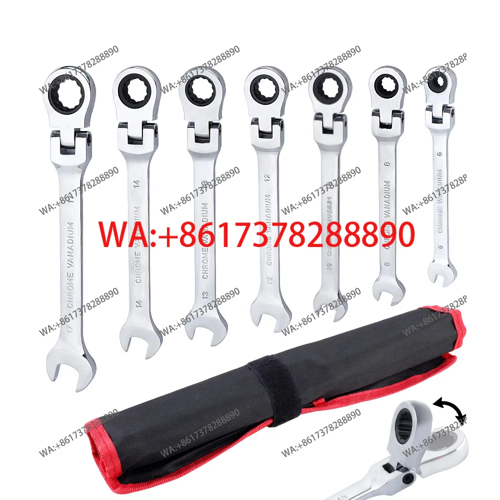 7-Piece movable head ratchet wrench opening plum blossom tool set dual-purpose 72-tooth ratchet wrench set