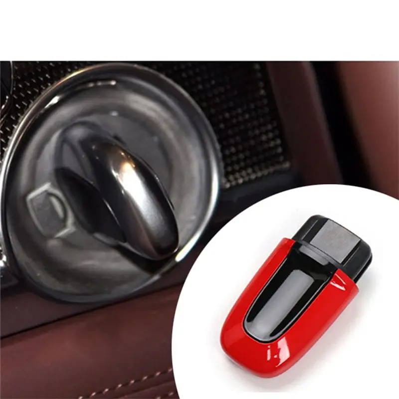 Compatible Car Key Switch One-Click Ignition Trim for 911 2013-2023 Startup Key Red
