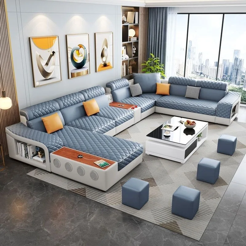 Integrated Home Theater Lounges Sectional Sofa Furniture Set Extendable Style Built-in Speakers Storage Features Room Sofa