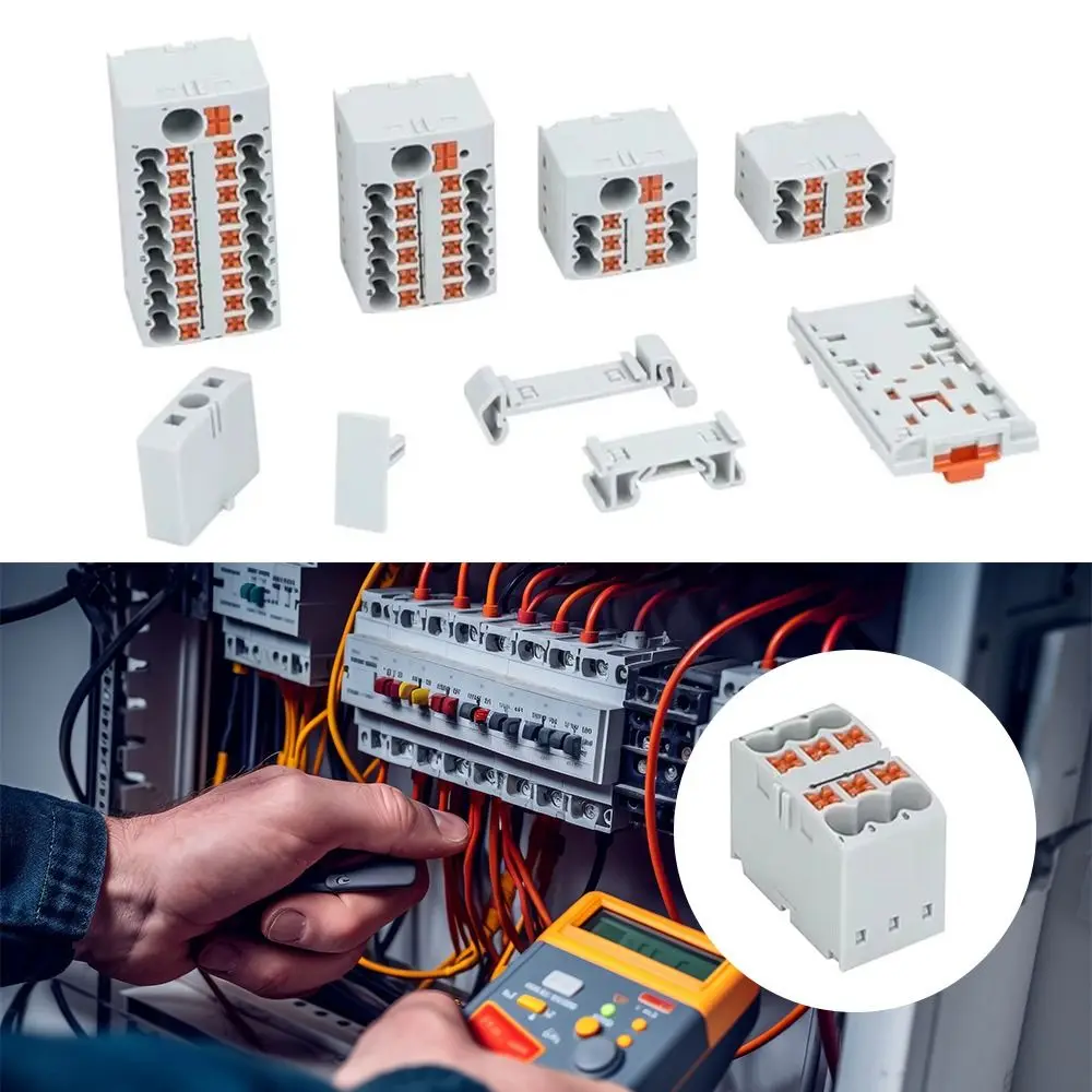 PTFIX 2.5mm² Push-in Electric Power Terminal 2/4/6/12/18 Connection Multiple In Multiple Out Block Connector Distribution Block