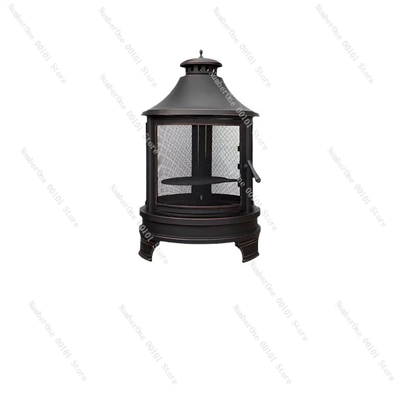 Garden Retro Barbecue, Courtyard Wood-Burning Stove, Bonfire Party BBQ Grill, Outdoor Heating Fireplace for Backyard Parties
