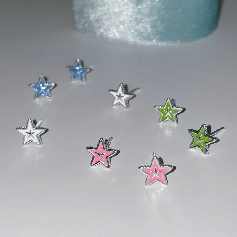 VENTFILLE 925 Sterling Silver Starfish Studs Earring for Women Drip Glaze Interesting Personality Jewelry Gift Dropshipping