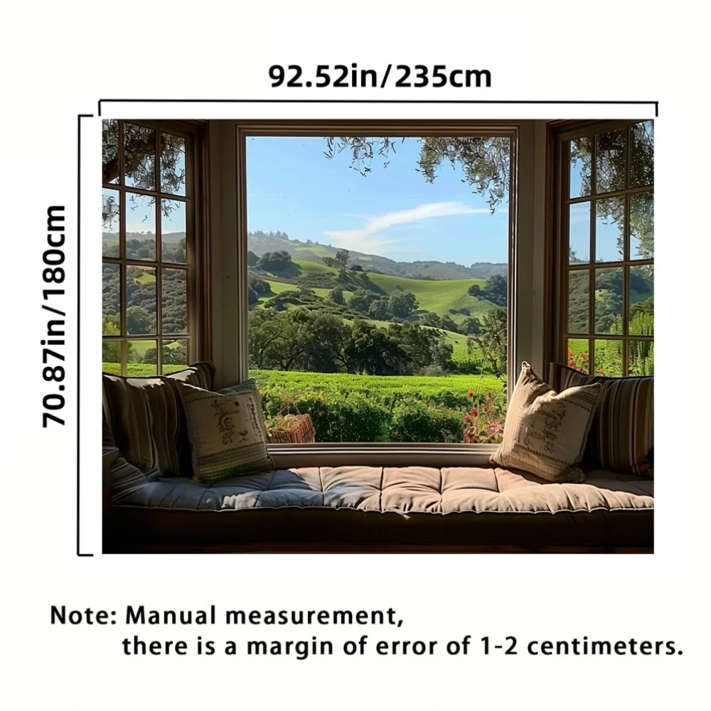 Large Window Wall Mural Tapestry Scenic Landscape View Living Room Decor Photo Backdrop Curtain