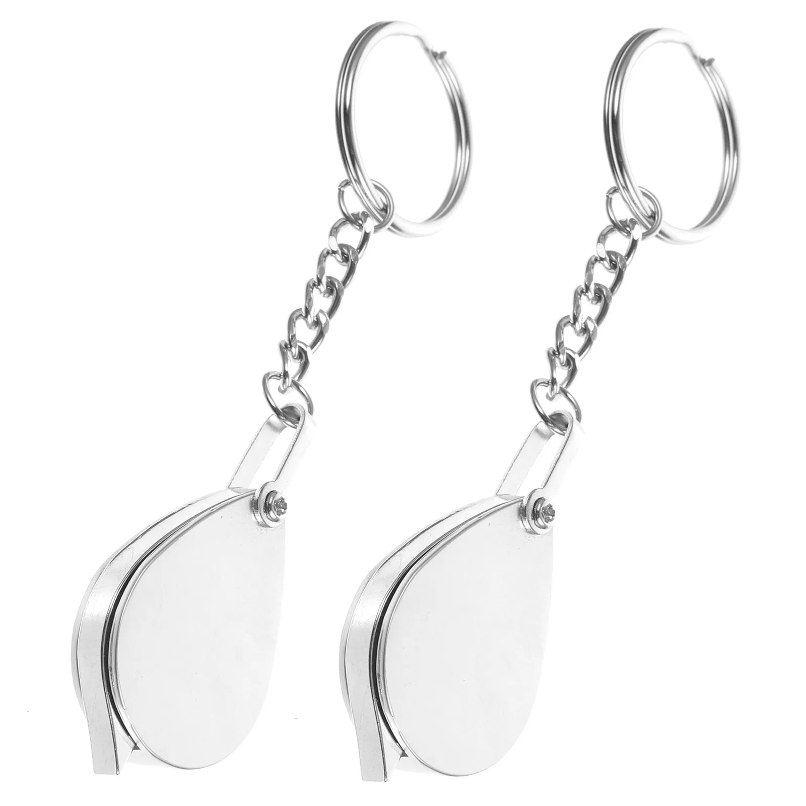 2Pcs Portable Mini Magnifier Keychain Rotate Design Outdoor Hiking Camping Study Insect Learning Keyring Pendant Decoration