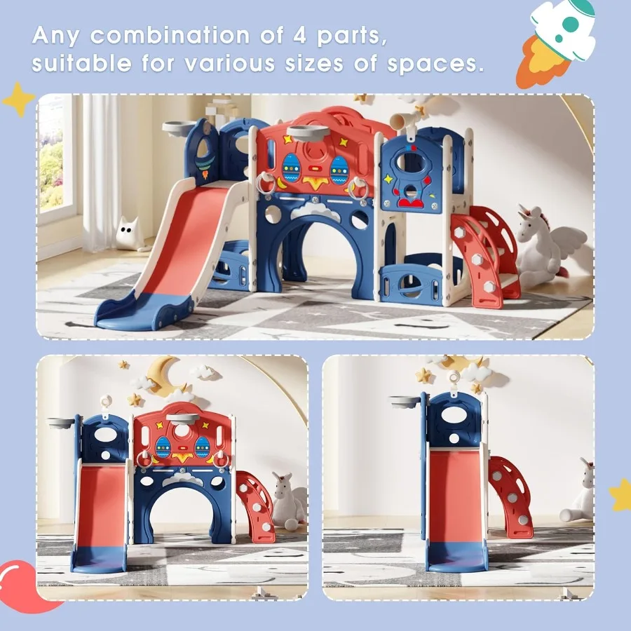 9in1 Castle Amusement Playground Playhouse Indoor Outdoor Playset for Toddlers Age 13 Backyard Climber Play Set Slide for Baby