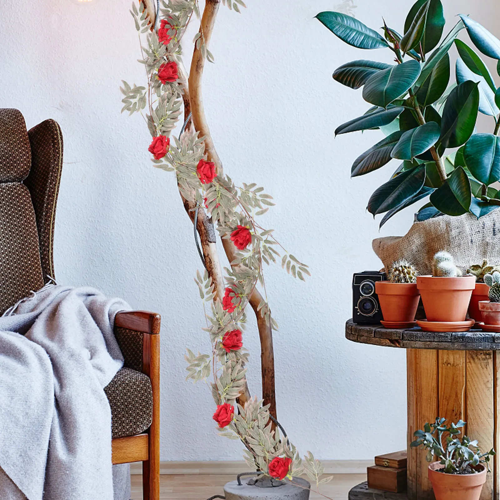 

Artificial Flower Vine Wicker Rose Vine Cloth Hanging Decor Wedding Garland Simulation Vines for Festival Reception Garden