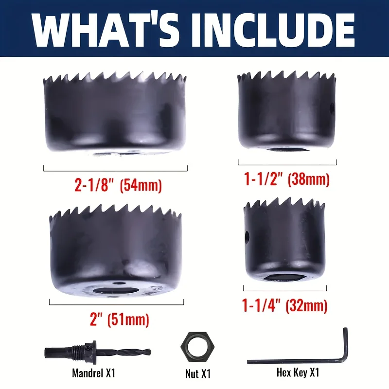 6pcs Woodworking Hole Saw Set Hole Cutter Drill Bit Electric Grinder Cutting Blade Wood Plasterboard Plastic Cutter Tools view 5