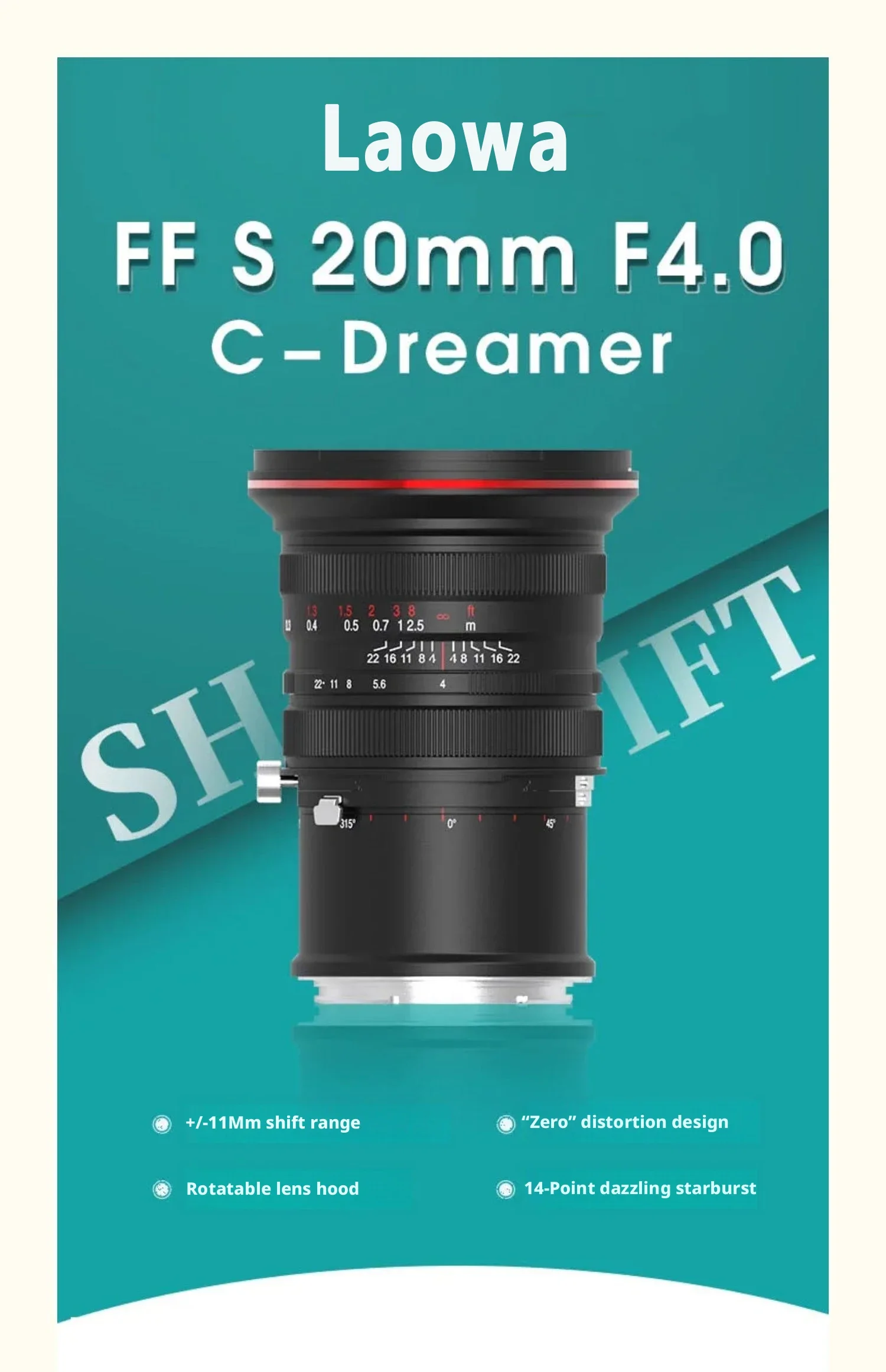 Laowa FF S 20mm F4.0 C-Dreamer Full Frame Manual Lens For Canon EF/RF Nikon Z/F Sony FE Fujifilm GFX Hasselblad XCD PK L Cameras