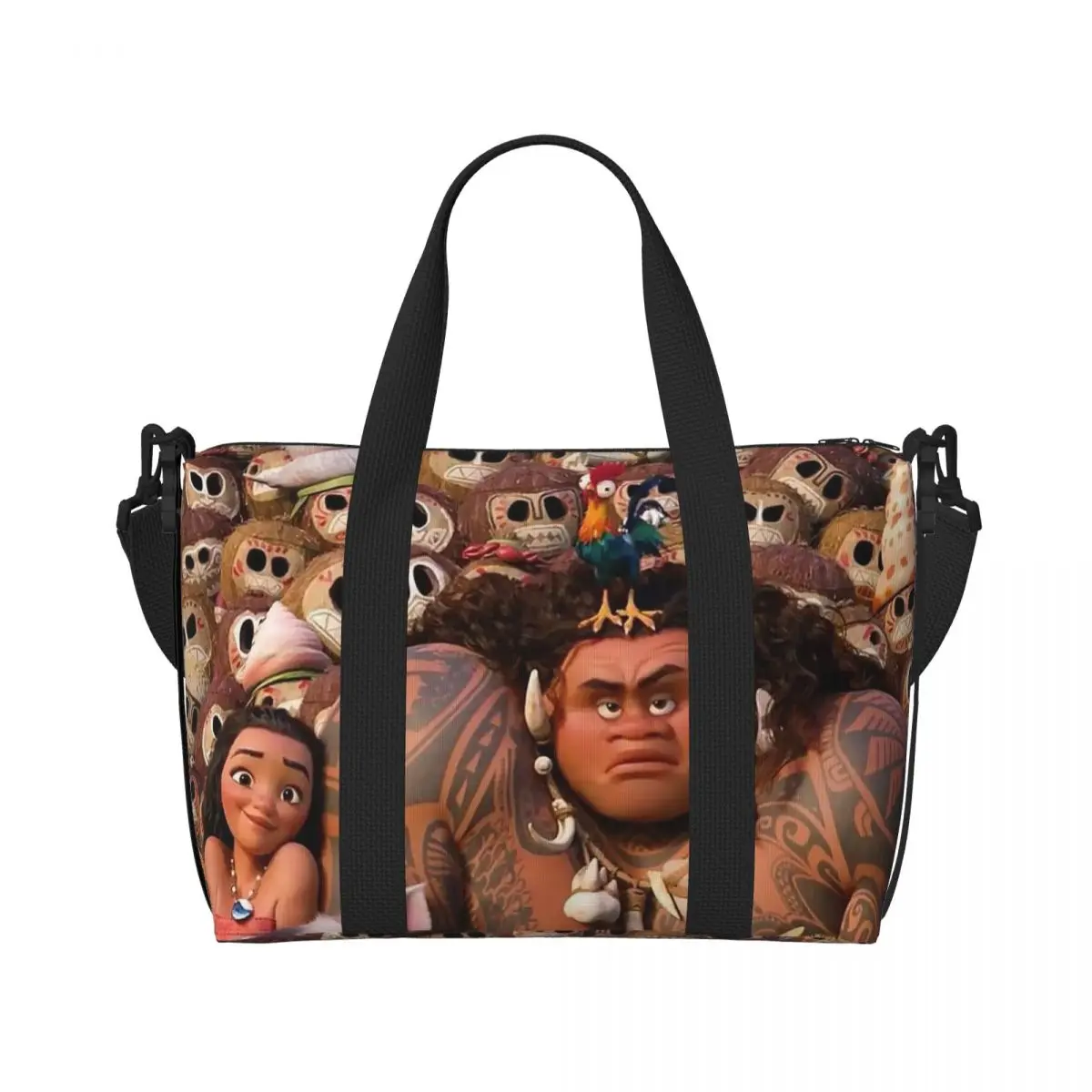 Custom Maui Moana And Friends Beach Tote Bag Women Extra Large Gym Carry On Travel Shopping Bags