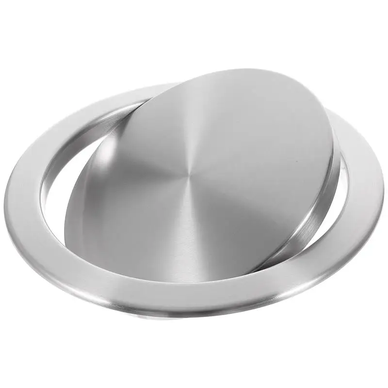 

Stainless Steel Flush Recessed Built-in Balance Swing Flap Lid Cover Trash Bin Garbage Can Kitchen Counter Top Accessories