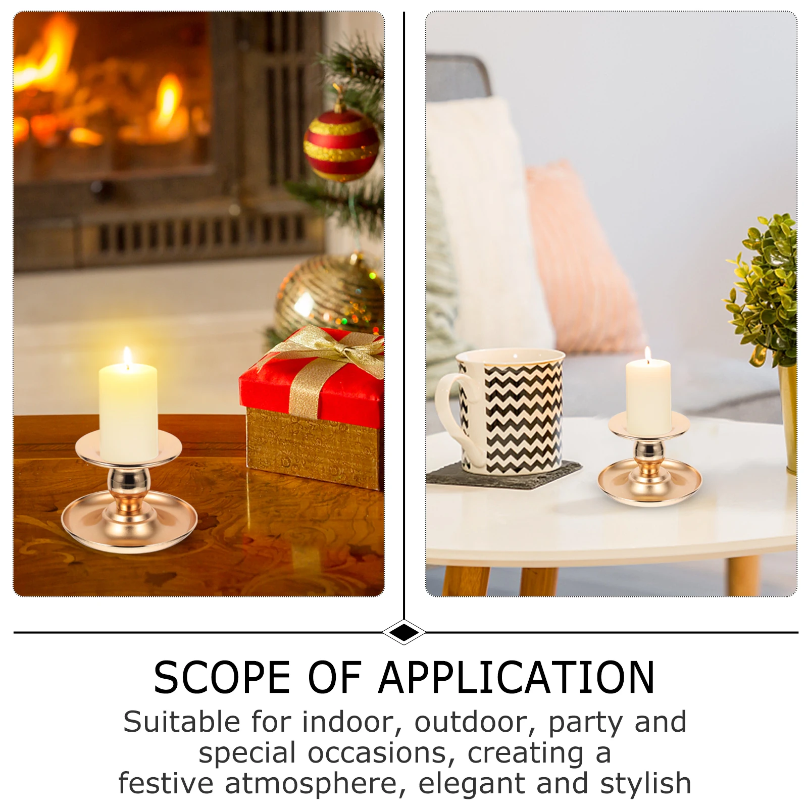 

2Pcs Retro Metal Holders European Style Candlesticks Christmas Tabletop Decoration Indoor Outdoor Holder