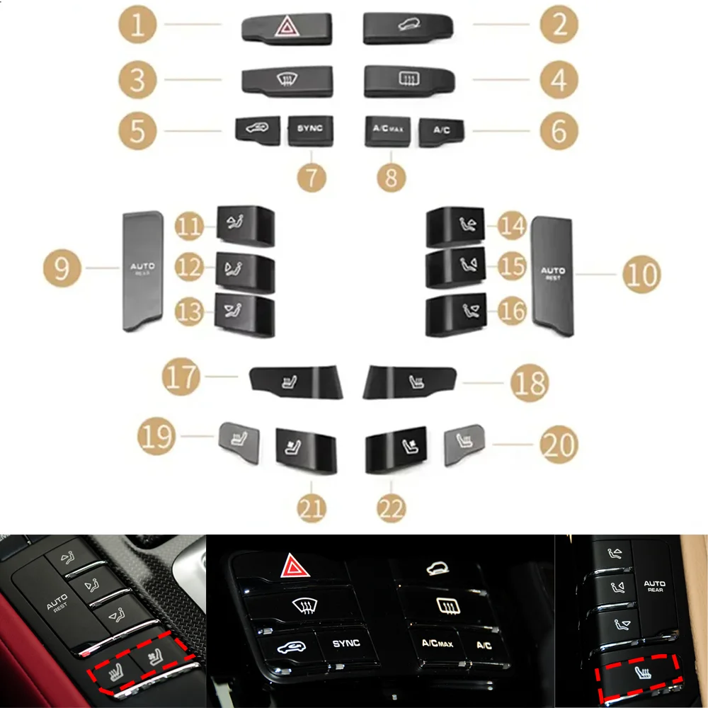 Air Conditioning Panel Central Control Switch Adjust Button Cover Cap Accessories For Porsche Cayenne 92A Panamera 970 Macan 95B