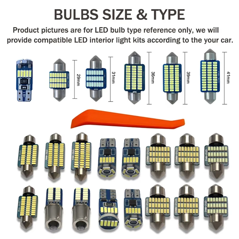 Bombillas de techo interiores Canbus para Toyota 	 Highlander Kluger 2014 2015 2016 2017 2018 2019 2020 Kit de luces LED para maletero de mapa Interior de coche